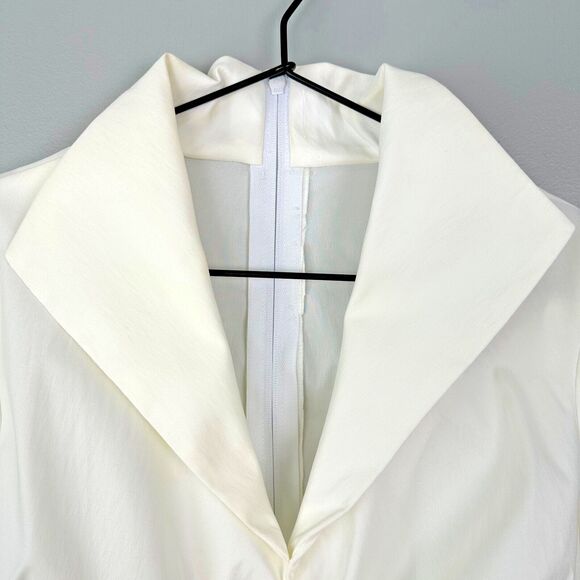 Vtg Tadashi 2pc Taffeta Ruched Blouse Wide Leg Sheer Pant Outfit Womens 4 Formal - Picture 4 of 11